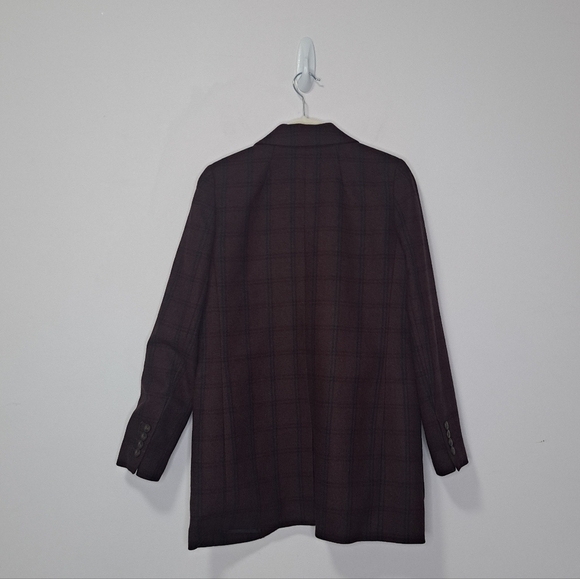 Madewell Larsen Blazer Windowpane Plaid Merlot XS NWOT - Picture 6 of 8
